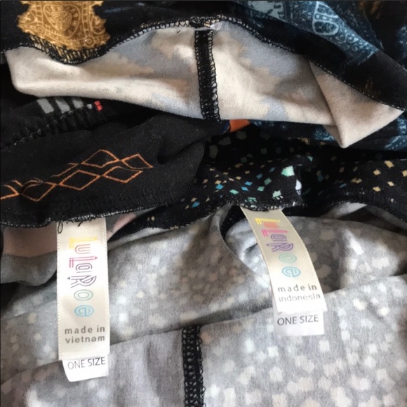 LulaRoe Bundle of 3 OS Leggings CLOCKS TRIBAL - Picture 7 of 7